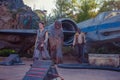 Chewbacca and Rey on spaceship background in Star Wars Galaxys Edge at Hollywood Studios 3.