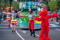 Elmo and dancers in Sesame Steet Party Parade at Seaworld 1 Royalty Free Stock Photo