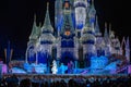 Elsa, Anna, Kristoff and Olaf in A Frozen Holiday Wish at Magic Kingdom Park 17. Royalty Free Stock Photo