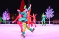 Funny Woman Elf skating on ice at Chritsmas Show in International Drive area. Royalty Free Stock Photo