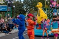 Grover , Big Bird and dancers in Sesame Steet Party Parade at Seaworld Royalty Free Stock Photo