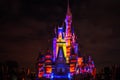 Illuminated and colorful Cinderella Castle in One Upon a Time Show at Magic Kingdom 8