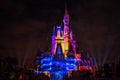 Illuminated and colorful Cinderella Castle in One Upon a Time Show at Magic Kingdom 7