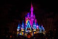 Illuminated and colorful Cinderella Castle in One Upon a Time Show at Magic Kingdom 53.