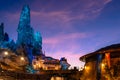 Partial view of Millennium Falcon and blue mountains in Star Wars Galaxys Edge at Hollywood Studios 104