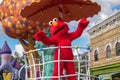 Top view of Elmo and Rosita in Sesame Street Party Parade at Seaworld 2 Royalty Free Stock Photo