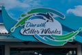 Top view fo Dine with Killer Whales sign at Seaworld