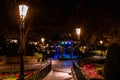Vintage streetlights, colorful flowers and garden in France Pavillion at Epcot 44 Royalty Free Stock Photo
