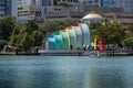 Panoramic view of Walt Disney Amphitheater on Lake Eola Park at downtown area 3. Royalty Free Stock Photo