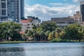 People walking around of Lake Eola Park in downtown area 47 Royalty Free Stock Photo