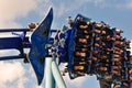 Orlando, Florida. October 30, 2018. Rollercoaster on colorful sunset background, at International Drive Area