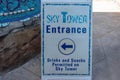 Sky Tower Entrance sign at Seaworld
