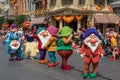 Colorful Seven Dwarfs in Disney Festival of Fantasy Parade at Magic Kigndom 2