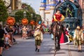 Gaston riding in Disney Villains Parade in Magic KIngdom 263 Royalty Free Stock Photo