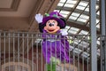 Minnie Mouse waving from the balcony at Walt Disney World Railroad in Halloween season at Magic Kingdom 6 Royalty Free Stock Photo