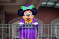 Minnie Mouse waving from the balcony at Walt Disney World Railroad in Halloween season at Magic Kingdom 10 Royalty Free Stock Photo