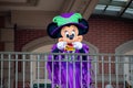 Minnie Mouse waving from the balcony at Walt Disney World Railroad in Halloween season at Magic Kingdom 16 Royalty Free Stock Photo