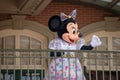 Minnie Mouse waving from the balcony at Walt Disney World Railroad at Magic Kingdom 344 Royalty Free Stock Photo