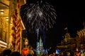 Cinderella Castle Night lights and Fireworks Royalty Free Stock Photo