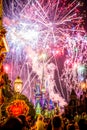 Disney Cinderella Castle Fireworks and Lights Royalty Free Stock Photo