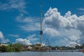 Panoramic view of Sky Tower and rollercoaster at Seaworld 84