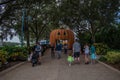 People walking in giant pumpkin tunnelat Seaworld 152