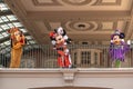 Pluto, Mickey and Minnie Mouse waving from the balcony at Walt Disney World Railroad in Halloween season at Magic Kingdom 5 Royalty Free Stock Photo