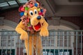 Pluto waving from the balcony at Walt Disney World Railroad in Halloween season at Magic Kingdom 1 Royalty Free Stock Photo