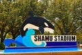 Shamu Stadium Sign at Seaworld Theme Park.