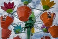 Top view of colorful Abbys Flower Tower attraction at Seaworld 5