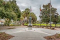 ORLANDO, FLORIDA, USA - DECEMBER, 2018: The Battle of the Bulge Memorial in Lake Eola Park in Downtown Orlando, Florida Royalty Free Stock Photo