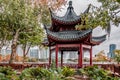 ORLANDO, FLORIDA, USA - DECEMBER, 2018: Beautiful Chinese Bodega at Lake Eola Park in Autumn Season, Downtown Orlando Royalty Free Stock Photo