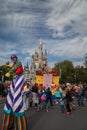 Disney main character Minnie Surprise Celebration parade on Main Street in Magic Kingdom at Walt Disney World.