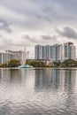 ORLANDO, FLORIDA, USA - DECEMBER, 2018: Eola Lake Park, popular destination for festivals, concerts, fundraising walks and even Royalty Free Stock Photo