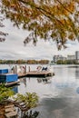 ORLANDO, FLORIDA, USA - DECEMBER, 2018: Eola Lake Park, popular destination for festivals, concerts, fundraising walks and even Royalty Free Stock Photo