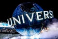 ORLANDO, FLORIDA, USA - DECEMBER, 2017: Highlights of the Iconic Universal Studios globe located at the entrance to the theme park Royalty Free Stock Photo