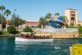 ORLANDO, FLORIDA, USA - DECEMBER, 2017: Iconic Universal Studios globe located at the entrance to the theme park. Royalty Free Stock Photo