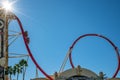 ORLANDO, FLORIDA, USA - DECEMBER, 2017: Riders enjoy the Rip Ride Rockit Rollercoaster at Universal Studios Theme Park.