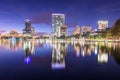 Orlando, Florida, USA downtown city skyline from Eola Park Royalty Free Stock Photo