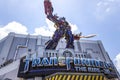 ORLANDO, FLORIDA, USA - MAY 08, 2018: Universal Studios. Entrance of Transformers 3D ride. Royalty Free Stock Photo