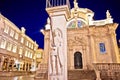 Orlando pillar from 1418 AD and saint Blasius Church in Dubrovnik Royalty Free Stock Photo