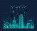 Orlando skyline Florida USA vector linear style Royalty Free Stock Photo