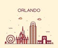 Orlando skyline Florida USA vector linear style Royalty Free Stock Photo