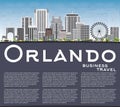 Orlando Skyline with Gray Buildings, Blue Sky and Copy Space. Royalty Free Stock Photo