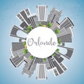 Orlando Skyline with Gray Buildings, Blue Sky and Copy Space. Royalty Free Stock Photo