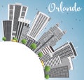 Orlando Skyline with Gray Buildings, Blue Sky and Copy Space. Royalty Free Stock Photo