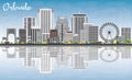 Orlando Skyline with Gray Buildings, Blue Sky and Reflections. Royalty Free Stock Photo