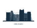 Orlando skyline, monochrome silhouette. Royalty Free Stock Photo