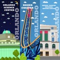 Orlando tourist landmark banners set.