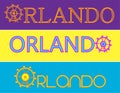 Orlando typography attractions graphics, vectors